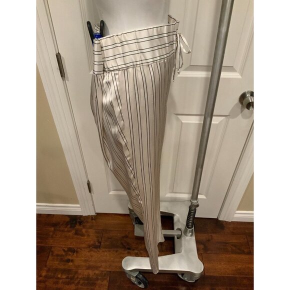 Maggie Marilyn Off white Silk Somewhere Striped Drawstring Pants $577 Size 6 - Picture 4 of 8